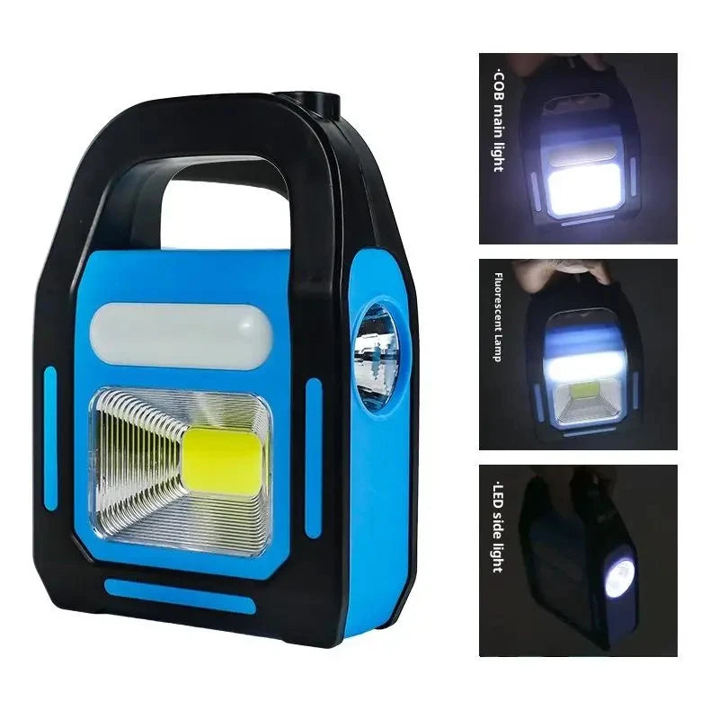 3 In 1 Rechargeable LED Work Light Torch – Solar Emergency Flashlight, COB Camping Lamp & Portable Spotlight for Outdoor, Workshop, Car & Home Use Powerful Lighting Wherever You Need It