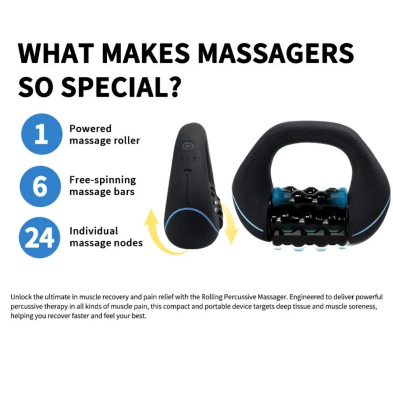 HULMIZONE 3 Speed Electric Rolling Body Massager | Rechargeable Vibration Massage Roller