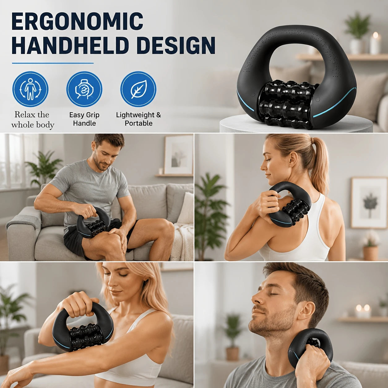 HULMIZONE 3 Speed Electric Rolling Body Massager | Rechargeable Vibration Massage Roller
