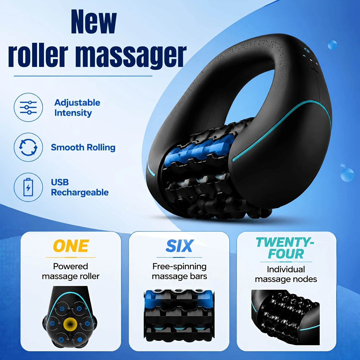 HULMIZONE 3 Speed Electric Rolling Body Massager | Rechargeable Vibration Massage Roller