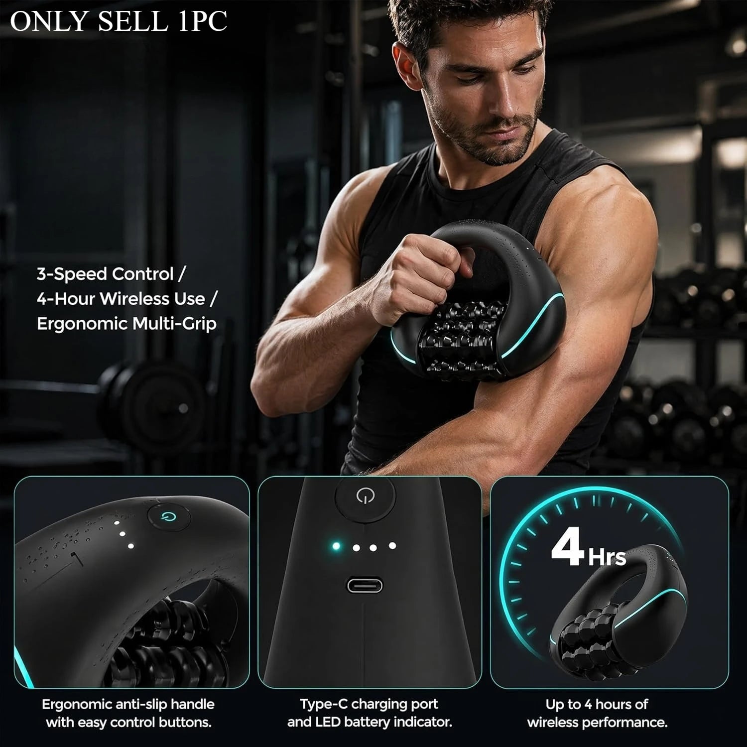 HULMIZONE 3 Speed Electric Rolling Body Massager | Rechargeable Vibration Massage Roller