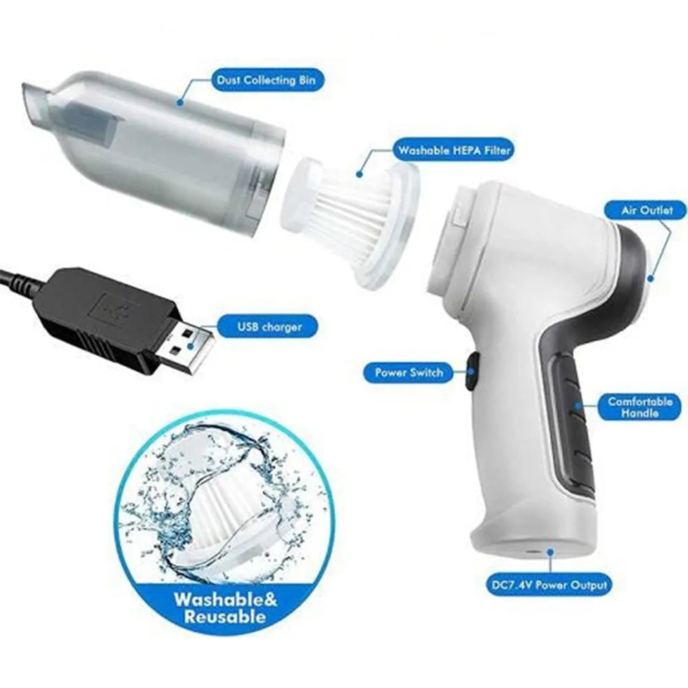 3-in-1 Cordless Handheld Vacuum Cleaner & Blower - Powerful & Portable
