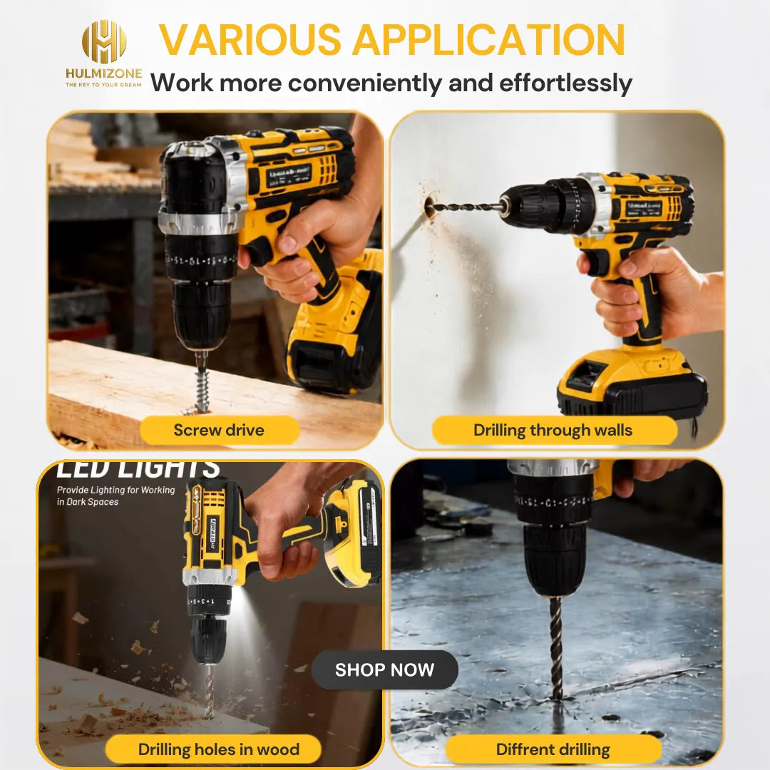 48V Cordless Drill Machine with 2 Batteries & Complete Tool Kit