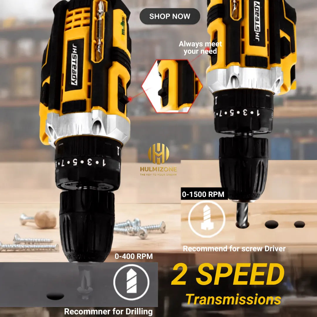 48V Cordless Drill Machine with 2 Batteries & Complete Tool Kit
