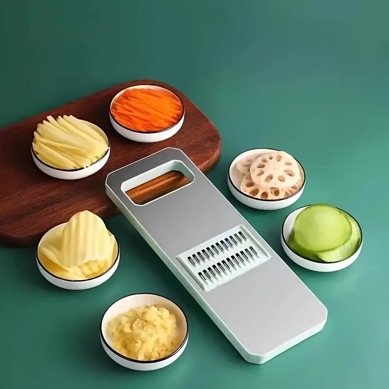 5-in-1 Multifunctional Vegetable Cutter & Slicer – Manual Kitchen Mandoline, Potato Shredder, Carrot Grater, Garlic Slicer & Safe Hand Guard Food Prep Tool