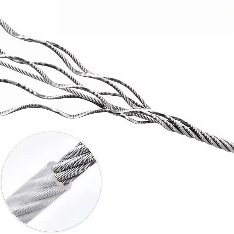 5M Heavy Duty Stainless Steel Clothesline Rope with Hooks – Adjustable Rustproof 304 Steel Wire Drying Line for Indoor Outdoor Laundry, Camping, Travel, Balcony & Multi-Purpose Pet Leash Cable