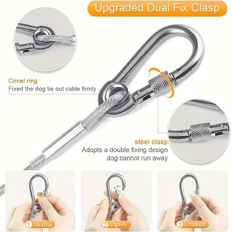 5M Heavy Duty Stainless Steel Clothesline Rope with Hooks – Adjustable Rustproof 304 Steel Wire Drying Line for Indoor Outdoor Laundry, Camping, Travel, Balcony & Multi-Purpose Pet Leash Cable