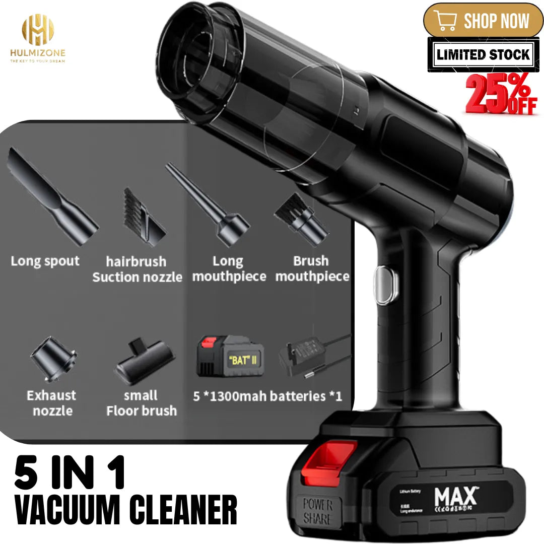 5-in-1 Premium Cordless Handheld Vacuum Cleaner – 9000 Pa for Car, Home, Office, Sofa & Carpet
