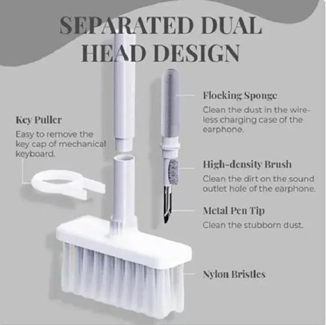 5-in-1 Multifunction Gadget Cleaning Kit – Keyboard, Earphones, AirPods, Camera, Phone Cleaner Tool Set
