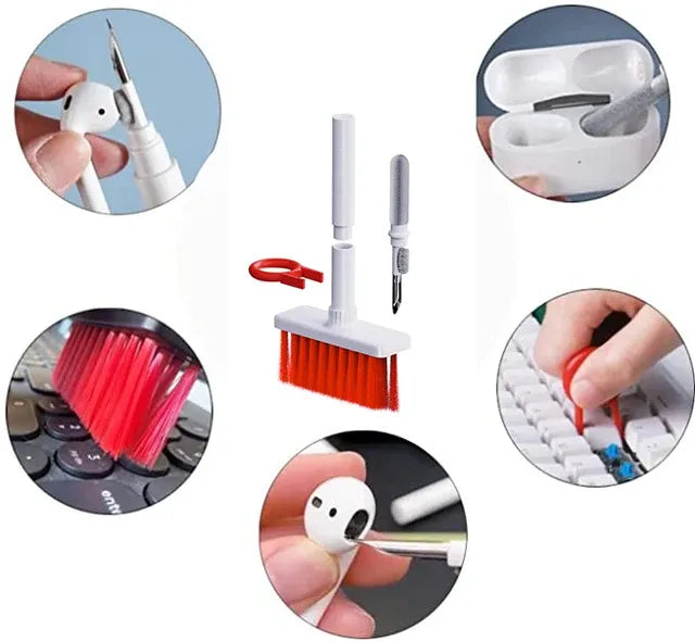 5-in-1 Multifunction Gadget Cleaning Kit – Keyboard, Earphones, AirPods, Camera, Phone Cleaner Tool Set