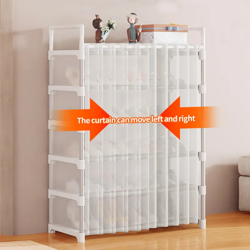 Customizable 5-Layer Shoe Rack Stand with Dustproof Curtain – Space-Saving, Sturdy & Easy to Install