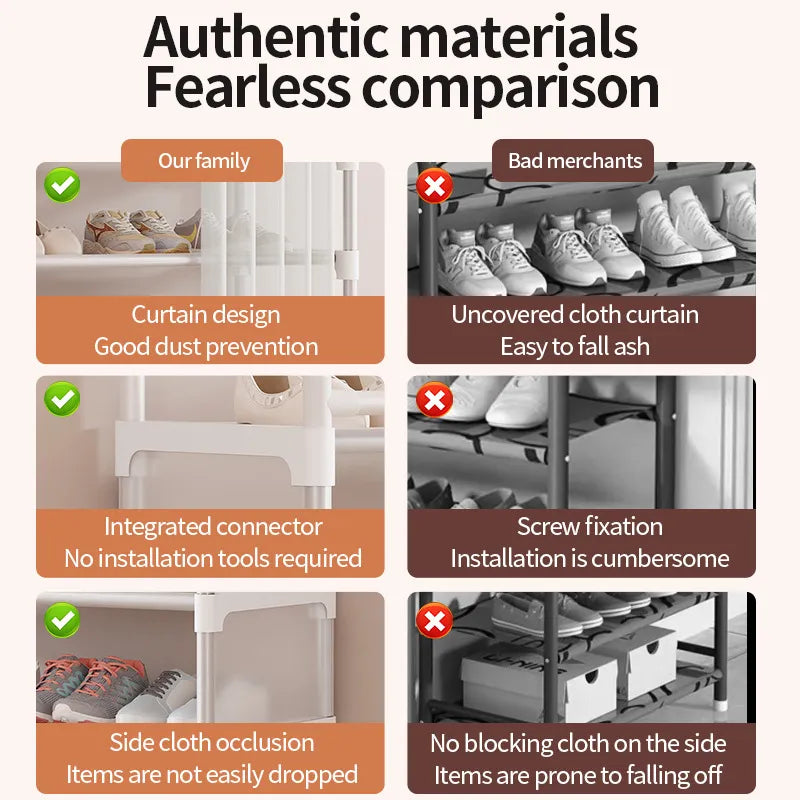 Customizable 5-Layer Shoe Rack Stand with Dustproof Curtain – Space-Saving, Sturdy & Easy to Install