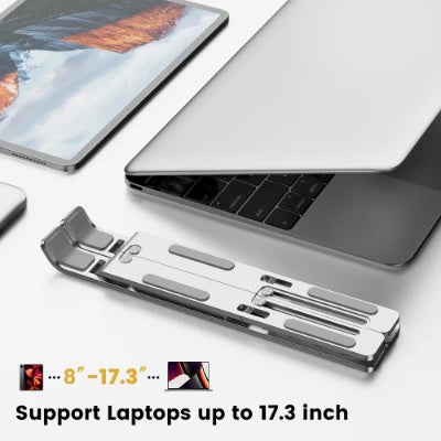 Adjustable Aluminum Alloy Laptop Stand – Foldable Ergonomic Cooling Laptop Holder for MacBook, HP, Dell, Lenovo, ASUS, Acer & 8-16 Inch Notebooks