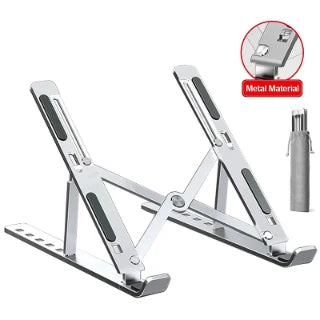 Adjustable Aluminum Alloy Laptop Stand – Foldable Ergonomic Cooling Laptop Holder for MacBook, HP, Dell, Lenovo, ASUS, Acer & 8-16 Inch Notebooks