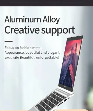 Adjustable Aluminum Alloy Laptop Stand – Foldable Ergonomic Cooling Laptop Holder for MacBook, HP, Dell, Lenovo, ASUS, Acer & 8-16 Inch Notebooks