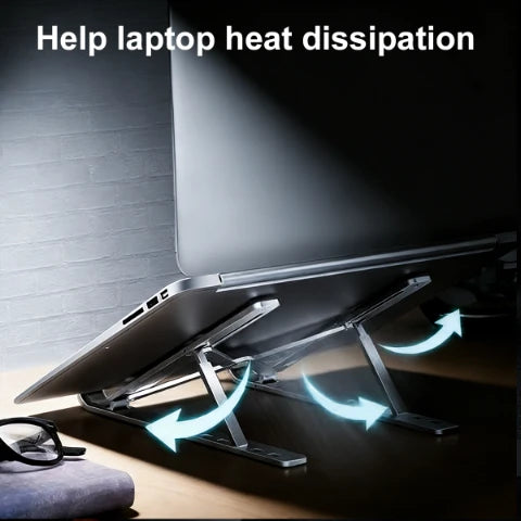 Adjustable Aluminum Alloy Laptop Stand – Foldable Ergonomic Cooling Laptop Holder for MacBook, HP, Dell, Lenovo, ASUS, Acer & 8-16 Inch Notebooks