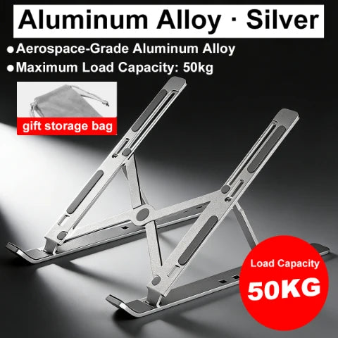 Adjustable Aluminum Alloy Laptop Stand – Foldable Ergonomic Cooling Laptop Holder for MacBook, HP, Dell, Lenovo, ASUS, Acer & 8-16 Inch Notebooks