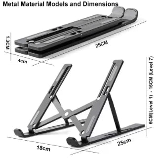 Adjustable Aluminum Alloy Laptop Stand – Foldable Ergonomic Cooling Laptop Holder for MacBook, HP, Dell, Lenovo, ASUS, Acer & 8-16 Inch Notebooks