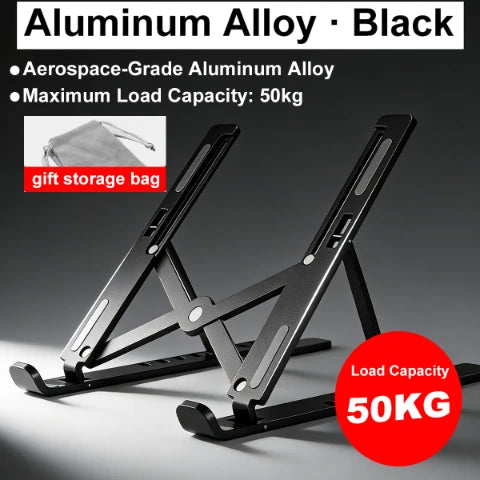 Adjustable Aluminum Alloy Laptop Stand – Foldable Ergonomic Cooling Laptop Holder for MacBook, HP, Dell, Lenovo, ASUS, Acer & 8-16 Inch Notebooks
