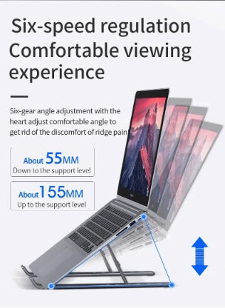 Adjustable Aluminum Alloy Laptop Stand – Foldable Ergonomic Cooling Laptop Holder for MacBook, HP, Dell, Lenovo, ASUS, Acer & 8-16 Inch Notebooks