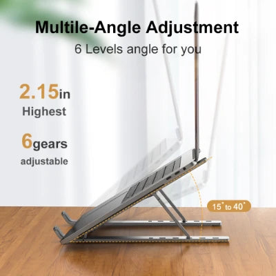 Adjustable Aluminum Alloy Laptop Stand – Foldable Ergonomic Cooling Laptop Holder for MacBook, HP, Dell, Lenovo, ASUS, Acer & 8-16 Inch Notebooks