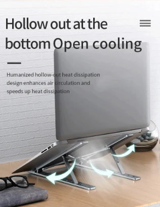 Adjustable Aluminum Alloy Laptop Stand – Foldable Ergonomic Cooling Laptop Holder for MacBook, HP, Dell, Lenovo, ASUS, Acer & 8-16 Inch Notebooks