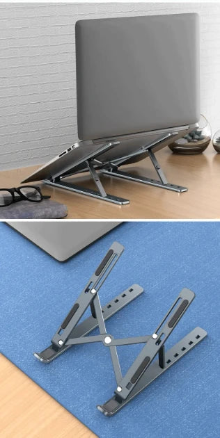 Adjustable Aluminum Alloy Laptop Stand – Foldable Ergonomic Cooling Laptop Holder for MacBook, HP, Dell, Lenovo, ASUS, Acer & 8-16 Inch Notebooks