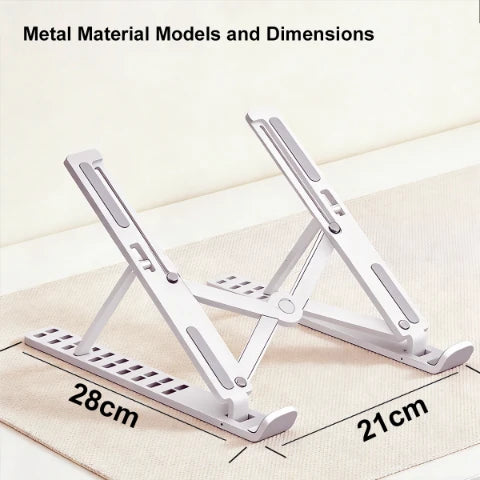 Adjustable Aluminum Alloy Laptop Stand – Foldable Ergonomic Cooling Laptop Holder for MacBook, HP, Dell, Lenovo, ASUS, Acer & 8-16 Inch Notebooks