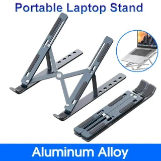 Adjustable Aluminum Alloy Laptop Stand – Foldable Ergonomic Cooling Laptop Holder for MacBook, HP, Dell, Lenovo, ASUS, Acer & 8-16 Inch Notebooks