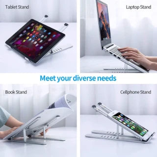 Adjustable Aluminum Alloy Laptop Stand – Foldable Ergonomic Cooling Laptop Holder for MacBook, HP, Dell, Lenovo, ASUS, Acer & 8-16 Inch Notebooks