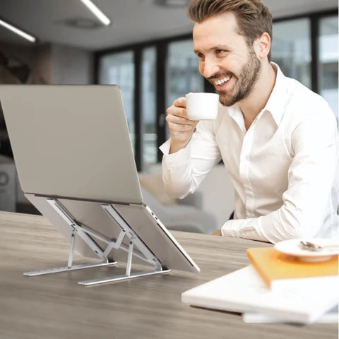 Adjustable Aluminum Alloy Laptop Stand – Foldable Ergonomic Cooling Laptop Holder for MacBook, HP, Dell, Lenovo, ASUS, Acer & 8-16 Inch Notebooks