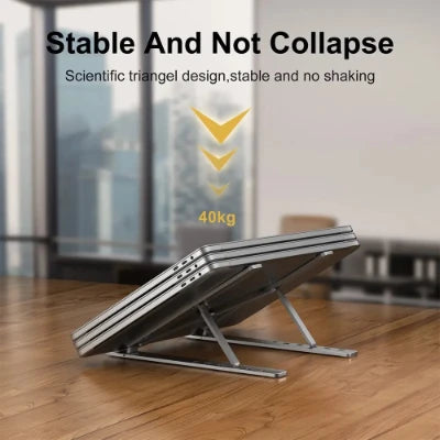 Adjustable Aluminum Alloy Laptop Stand – Foldable Ergonomic Cooling Laptop Holder for MacBook, HP, Dell, Lenovo, ASUS, Acer & 8-16 Inch Notebooks