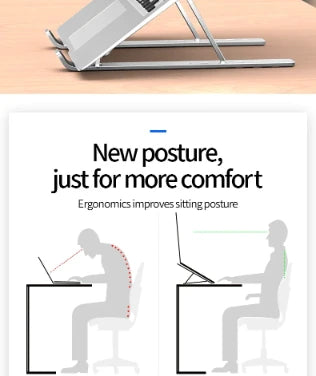Adjustable Aluminum Alloy Laptop Stand – Foldable Ergonomic Cooling Laptop Holder for MacBook, HP, Dell, Lenovo, ASUS, Acer & 8-16 Inch Notebooks
