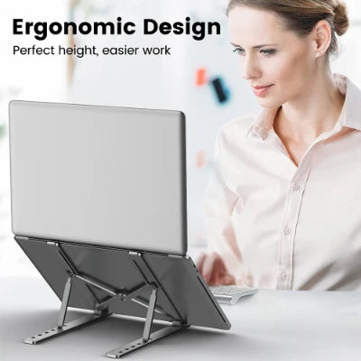 Adjustable Aluminum Alloy Laptop Stand – Foldable Ergonomic Cooling Laptop Holder for MacBook, HP, Dell, Lenovo, ASUS, Acer & 8-16 Inch Notebooks