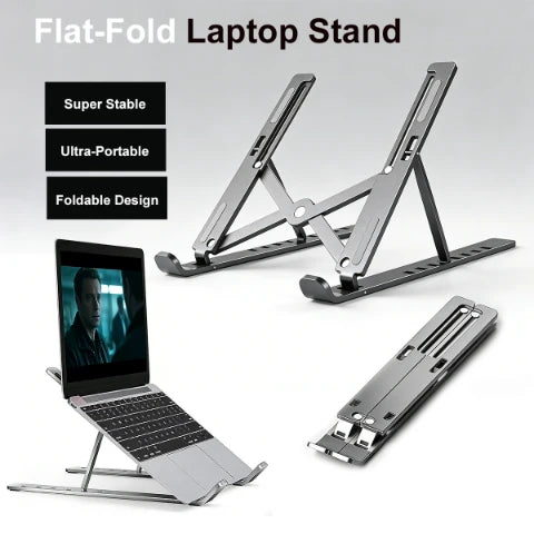 Adjustable Aluminum Alloy Laptop Stand – Foldable Ergonomic Cooling Laptop Holder for MacBook, HP, Dell, Lenovo, ASUS, Acer & 8-16 Inch Notebooks