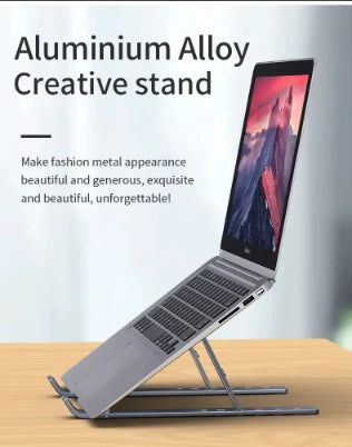 Adjustable Aluminum Alloy Laptop Stand – Foldable Ergonomic Cooling Laptop Holder for MacBook, HP, Dell, Lenovo, ASUS, Acer & 8-16 Inch Notebooks