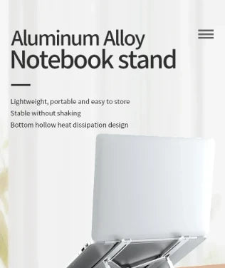 Adjustable Aluminum Alloy Laptop Stand – Foldable Ergonomic Cooling Laptop Holder for MacBook, HP, Dell, Lenovo, ASUS, Acer & 8-16 Inch Notebooks