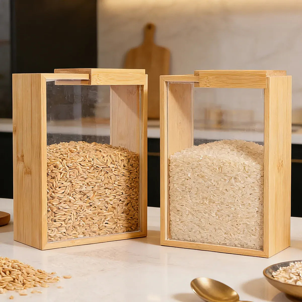 Bamboo Food Storage Container with Sliding Wooden Lid