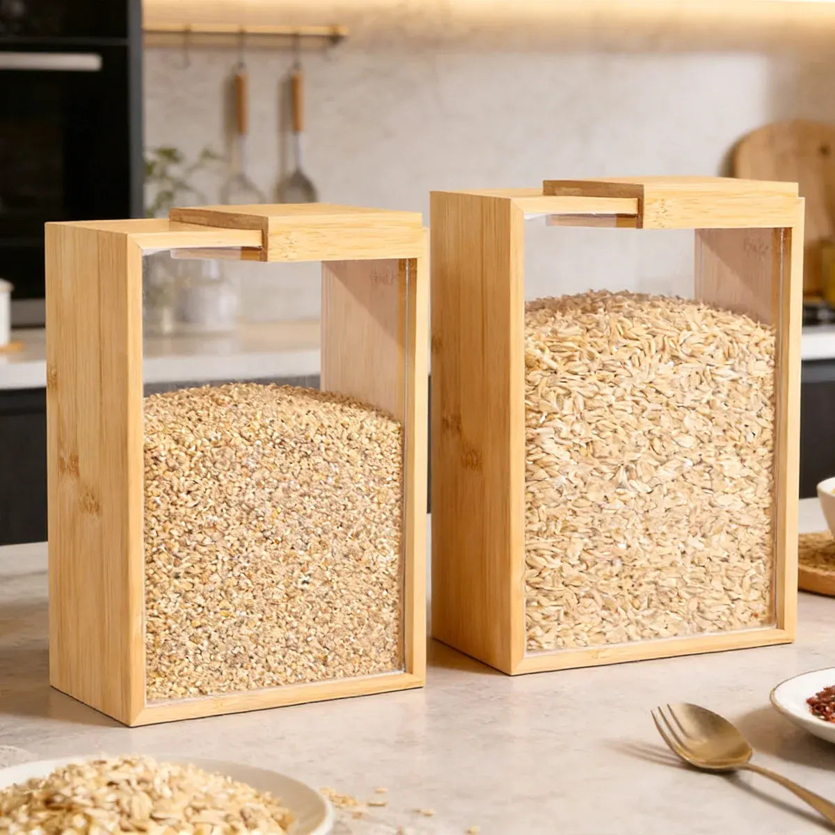 Bamboo Food Storage Container with Sliding Wooden Lid