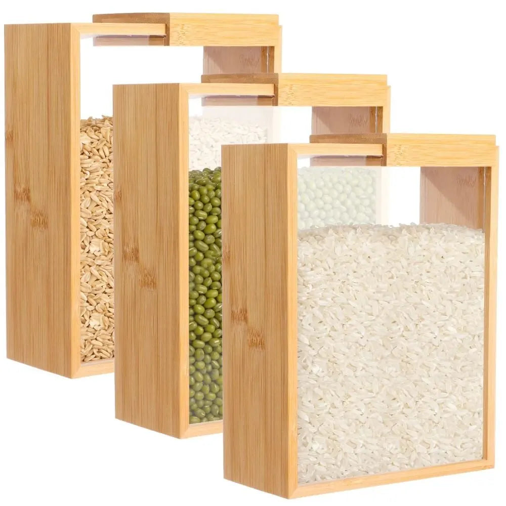 Bamboo Food Storage Container with Sliding Wooden Lid