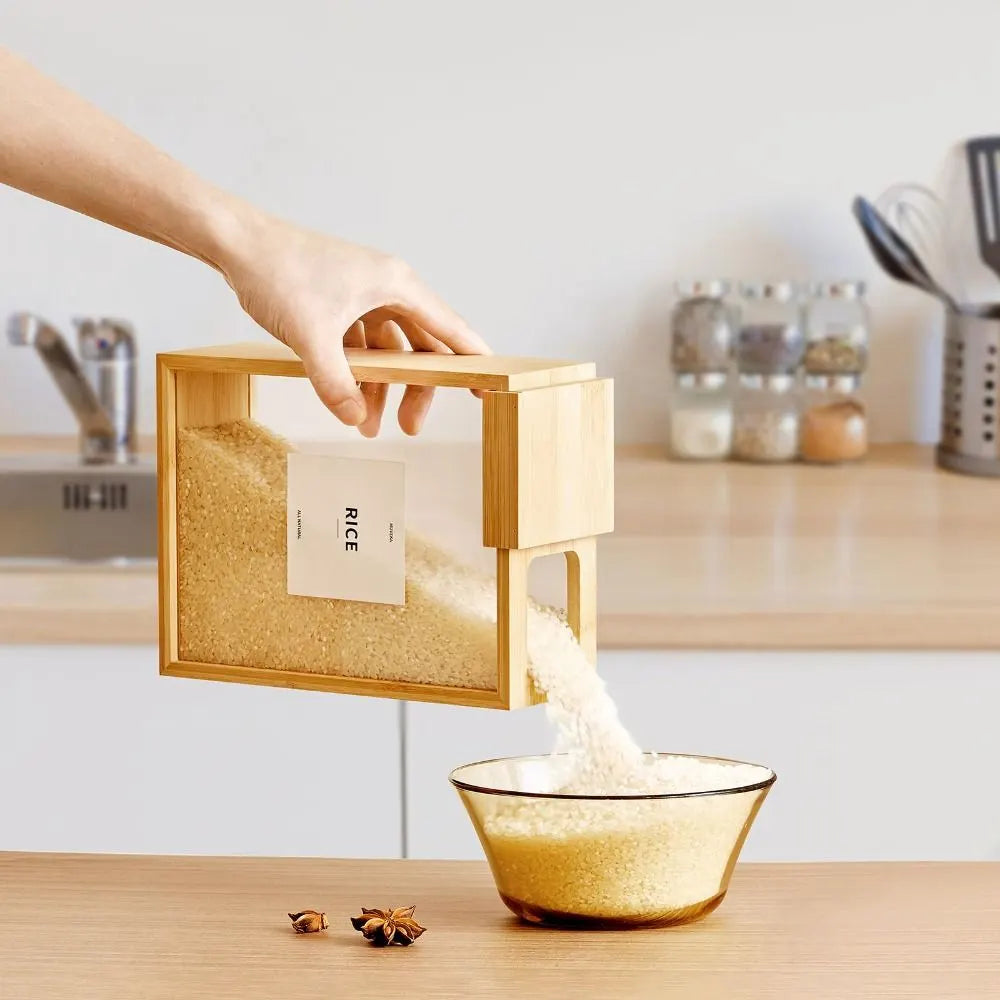 Bamboo Food Storage Container with Sliding Wooden Lid