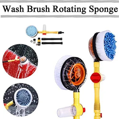 360° Automatic Rotating Car Wash Mop with Long Handle | High-Pressure Foam Brush Kit