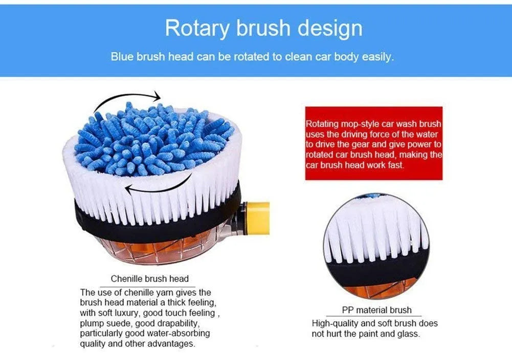360° Automatic Rotating Car Wash Mop with Long Handle | High-Pressure Foam Brush Kit