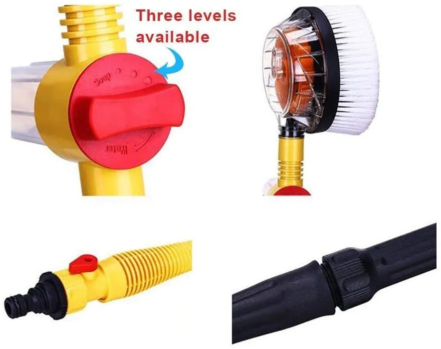 360° Automatic Rotating Car Wash Mop with Long Handle | High-Pressure Foam Brush Kit