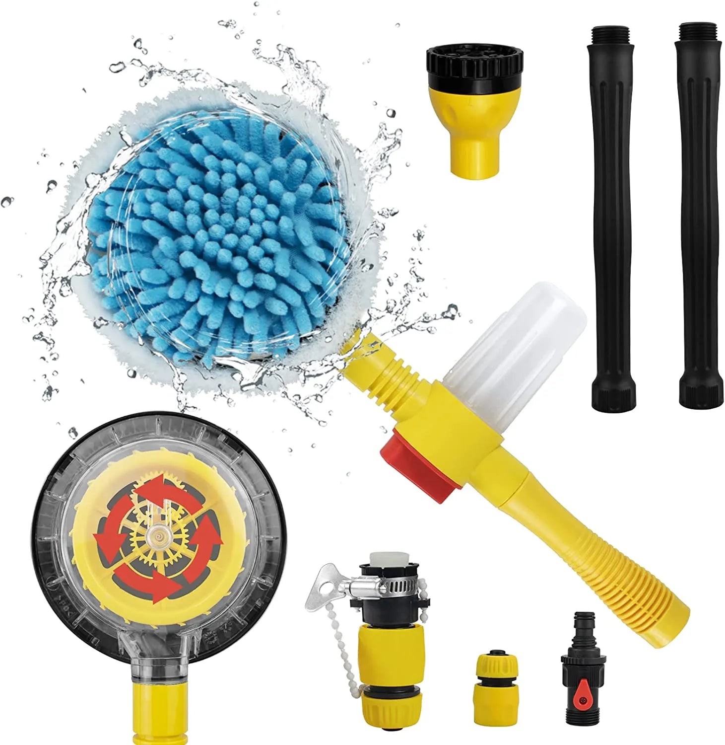 360° Automatic Rotating Car Wash Mop with Long Handle | High-Pressure Foam Brush Kit