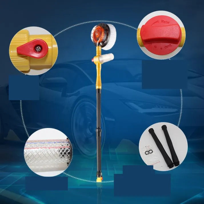 360° Automatic Rotating Car Wash Mop with Long Handle | High-Pressure Foam Brush Kit
