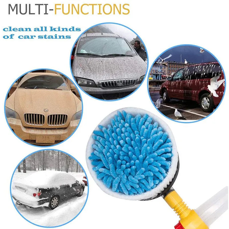 360° Automatic Rotating Car Wash Mop with Long Handle | High-Pressure Foam Brush Kit
