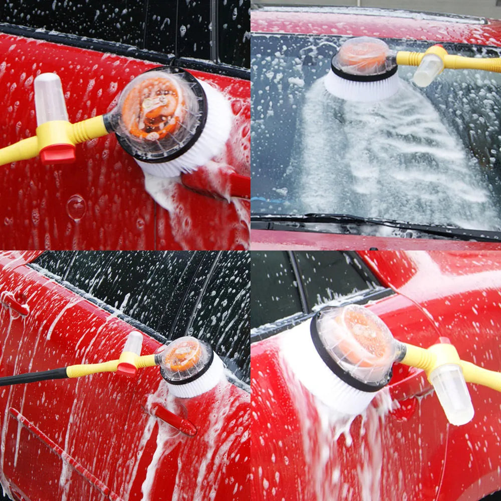 360° Automatic Rotating Car Wash Mop with Long Handle | High-Pressure Foam Brush Kit