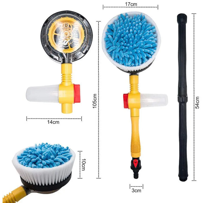 360° Automatic Rotating Car Wash Mop with Long Handle | High-Pressure Foam Brush Kit