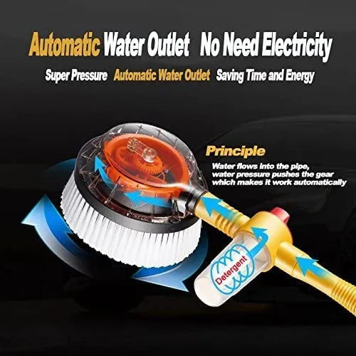 360° Automatic Rotating Car Wash Mop with Long Handle | High-Pressure Foam Brush Kit